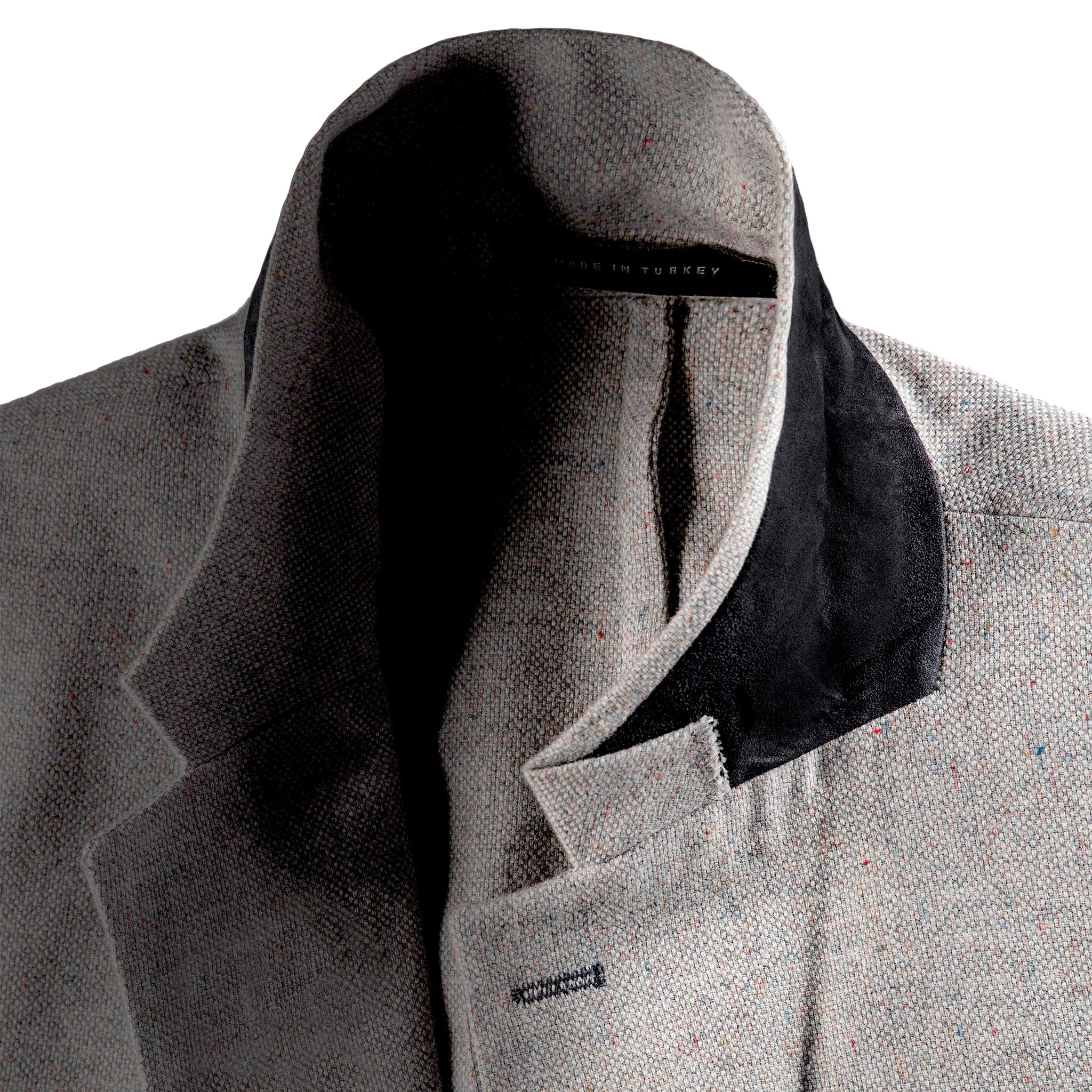 mens grey with black elbow patches wool blazer