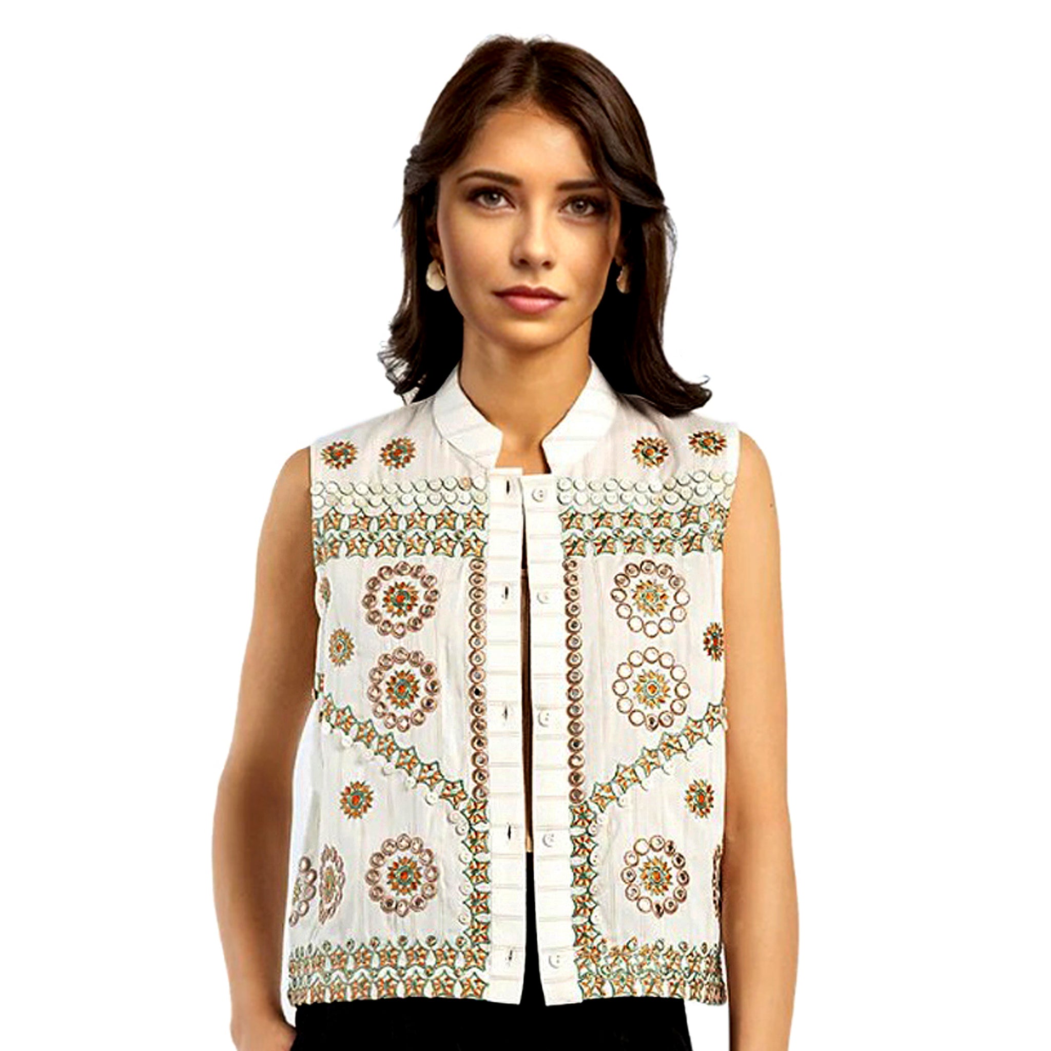 Women's White Embroidered Top