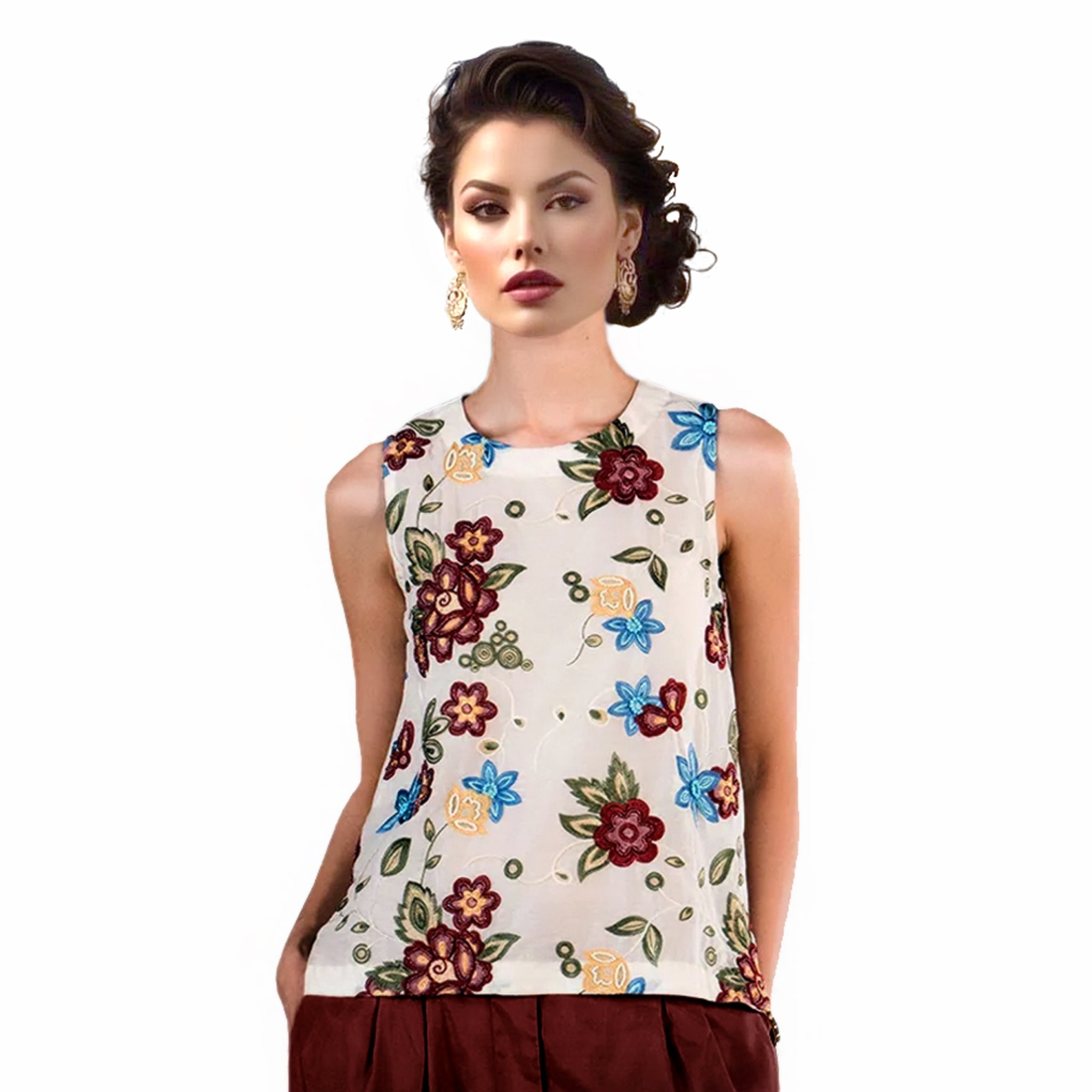 Women’s White Floral Embroidered Top