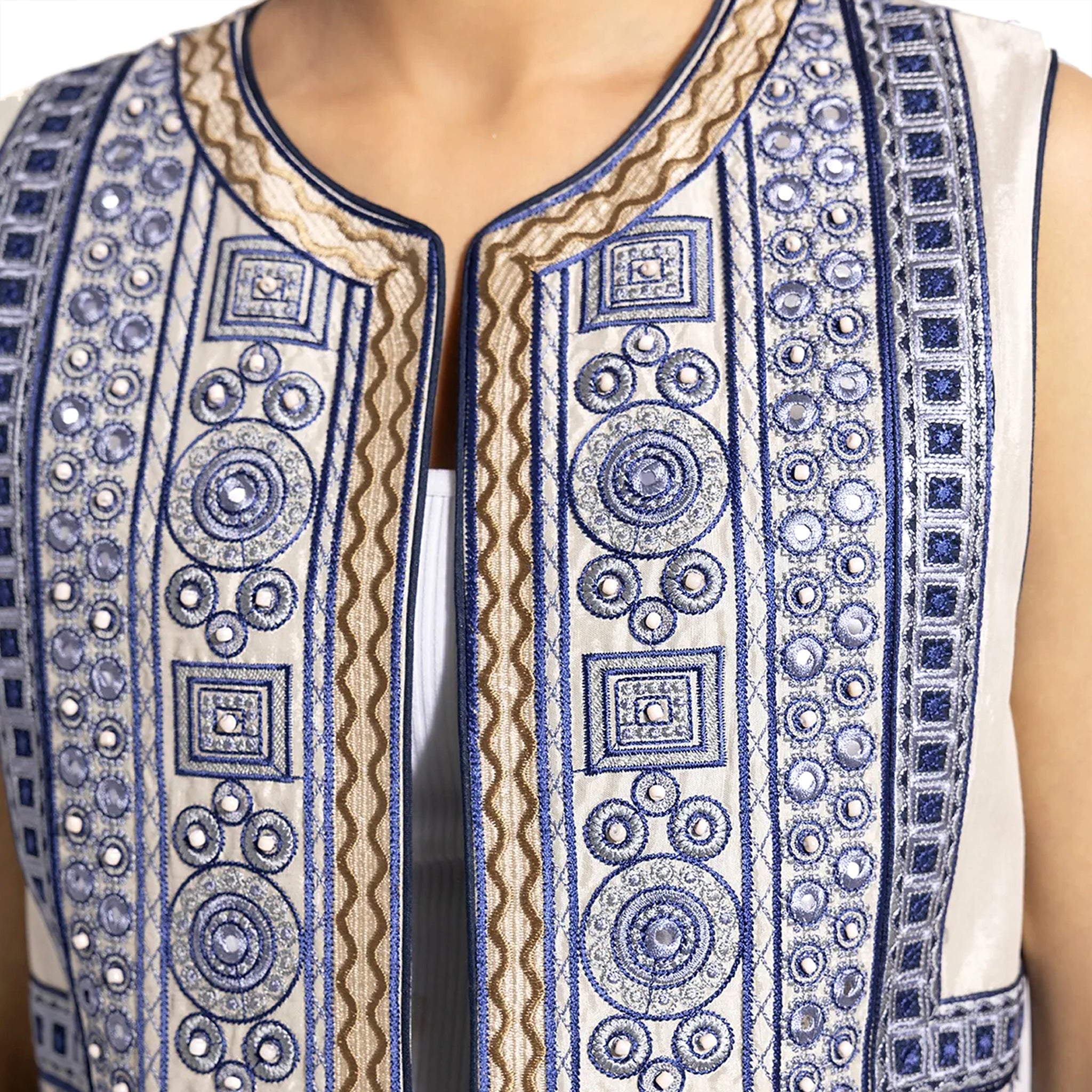Women's Blue Embroidery Top