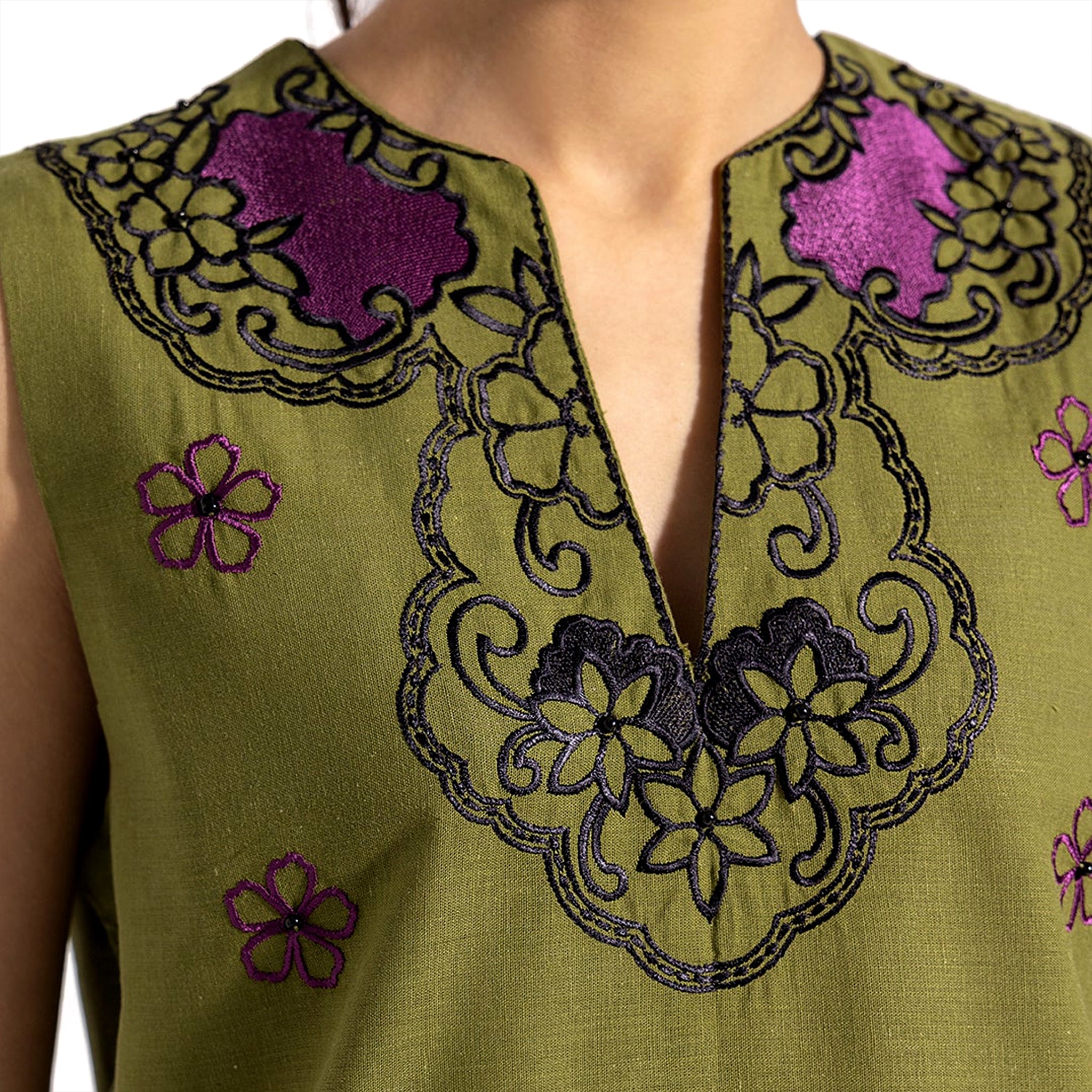 Women’s Green Embroidered Top