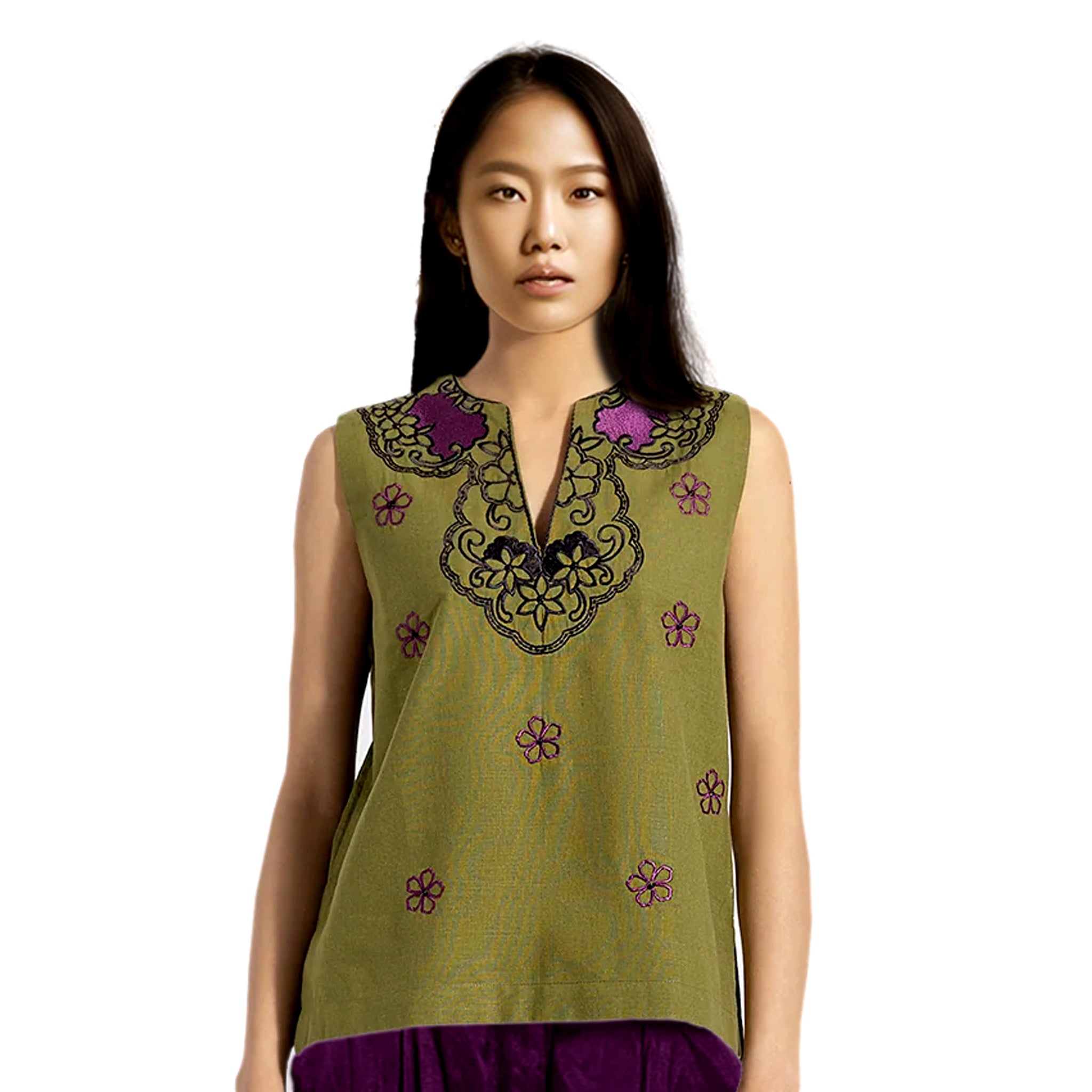 Women’s Green Embroidered Top