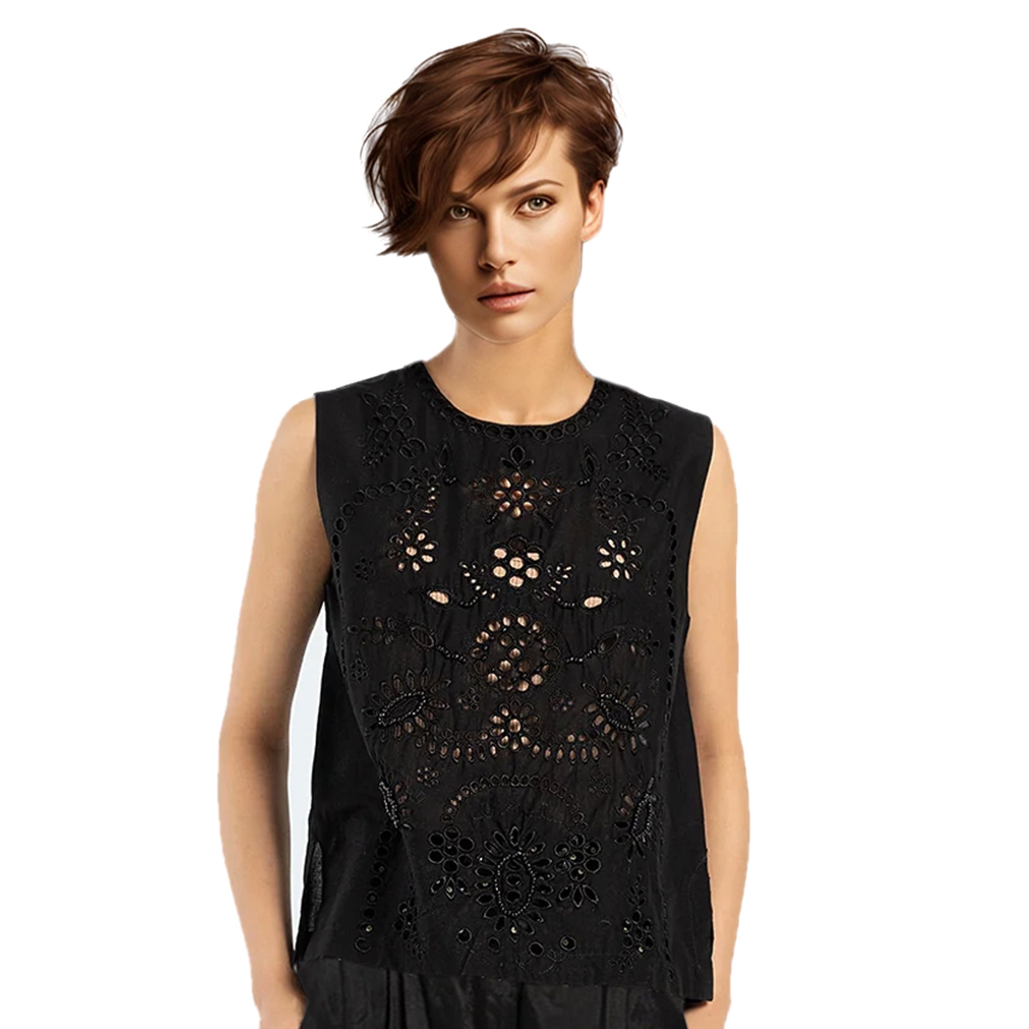 Women’s Black Embroidered Top