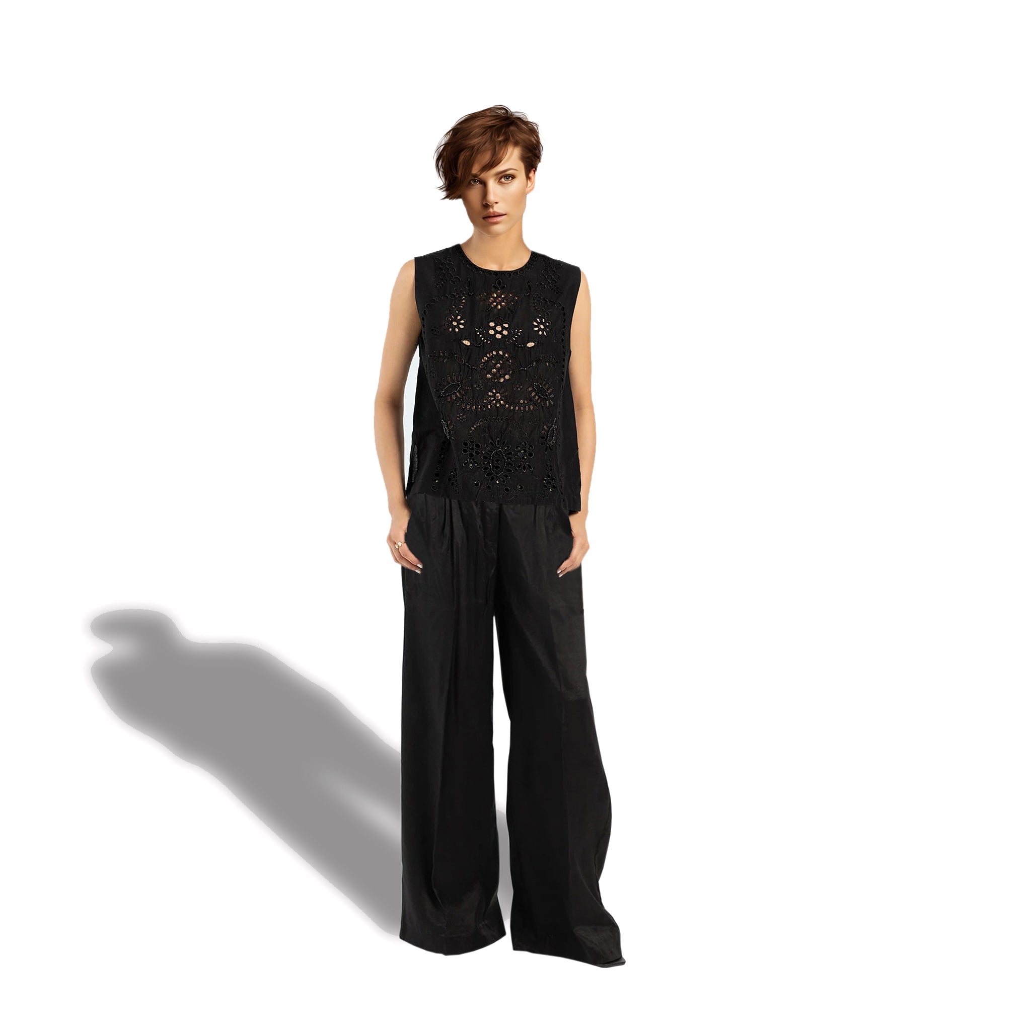 Women’s Black Embroidered Top