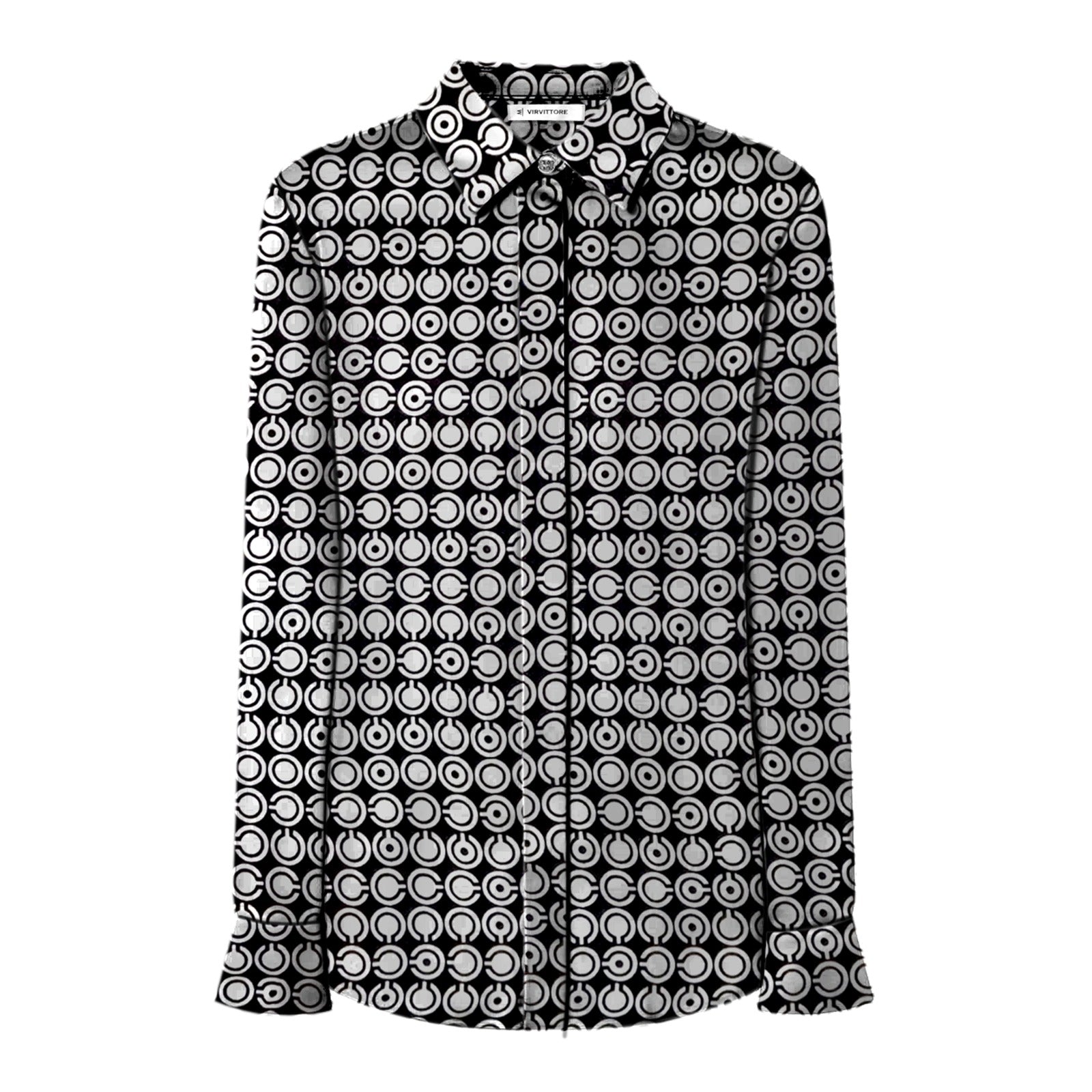 Women's Black and White Geometric Print Shirt