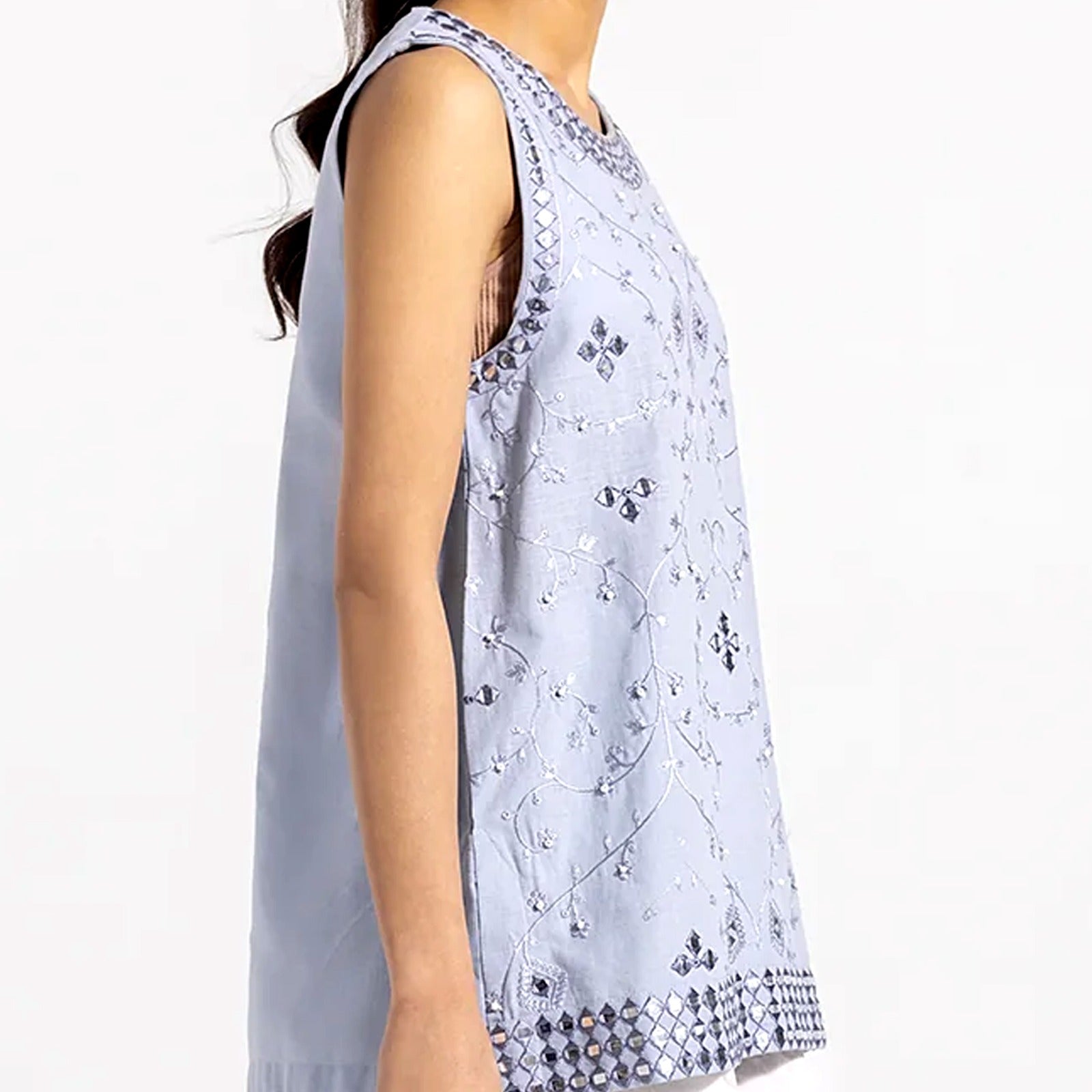 Women's Blue Embroidered Top