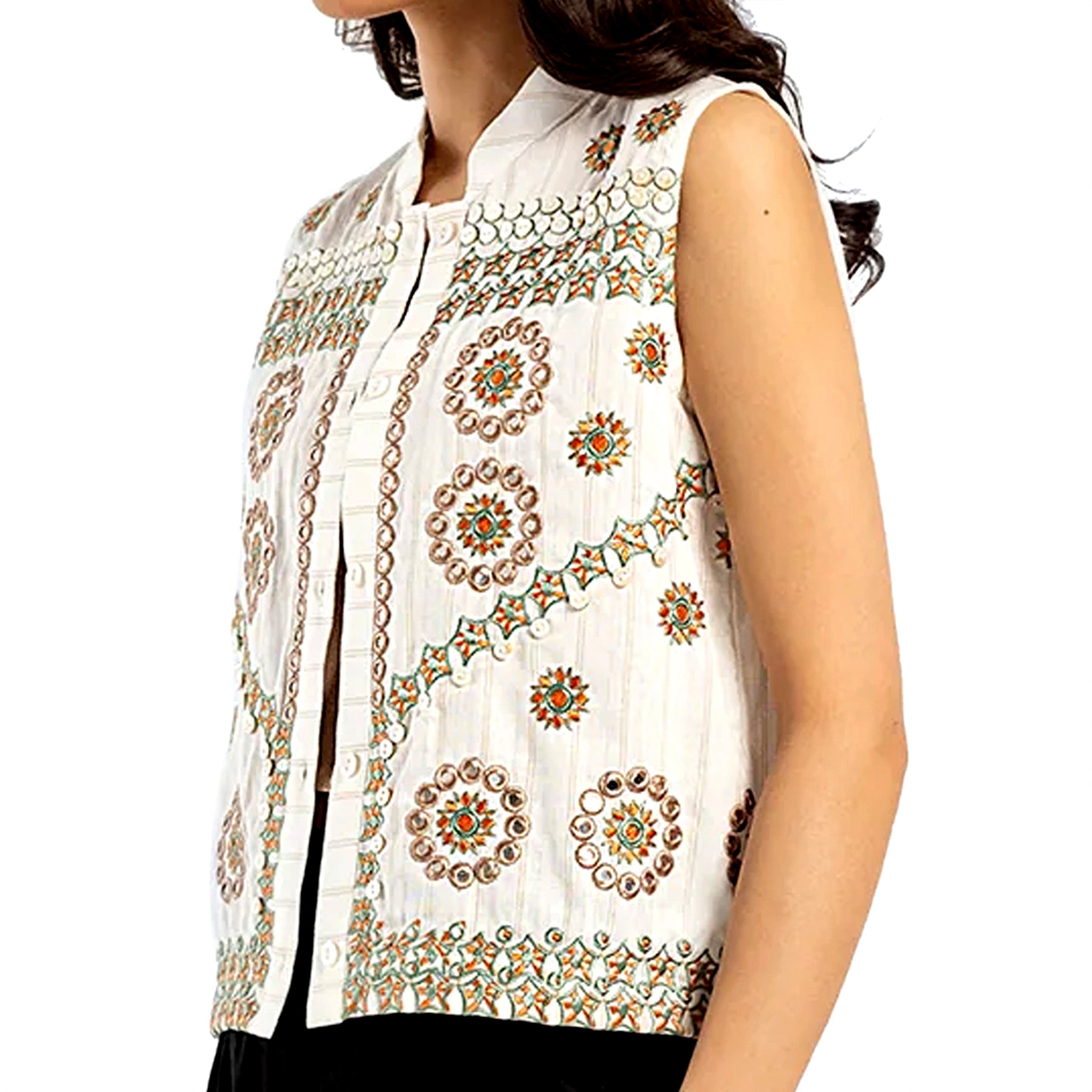Women's White Embroidered Top