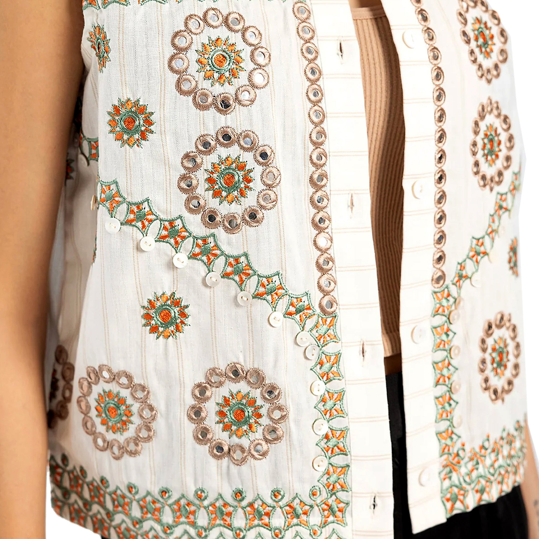 Women's White Embroidered Top