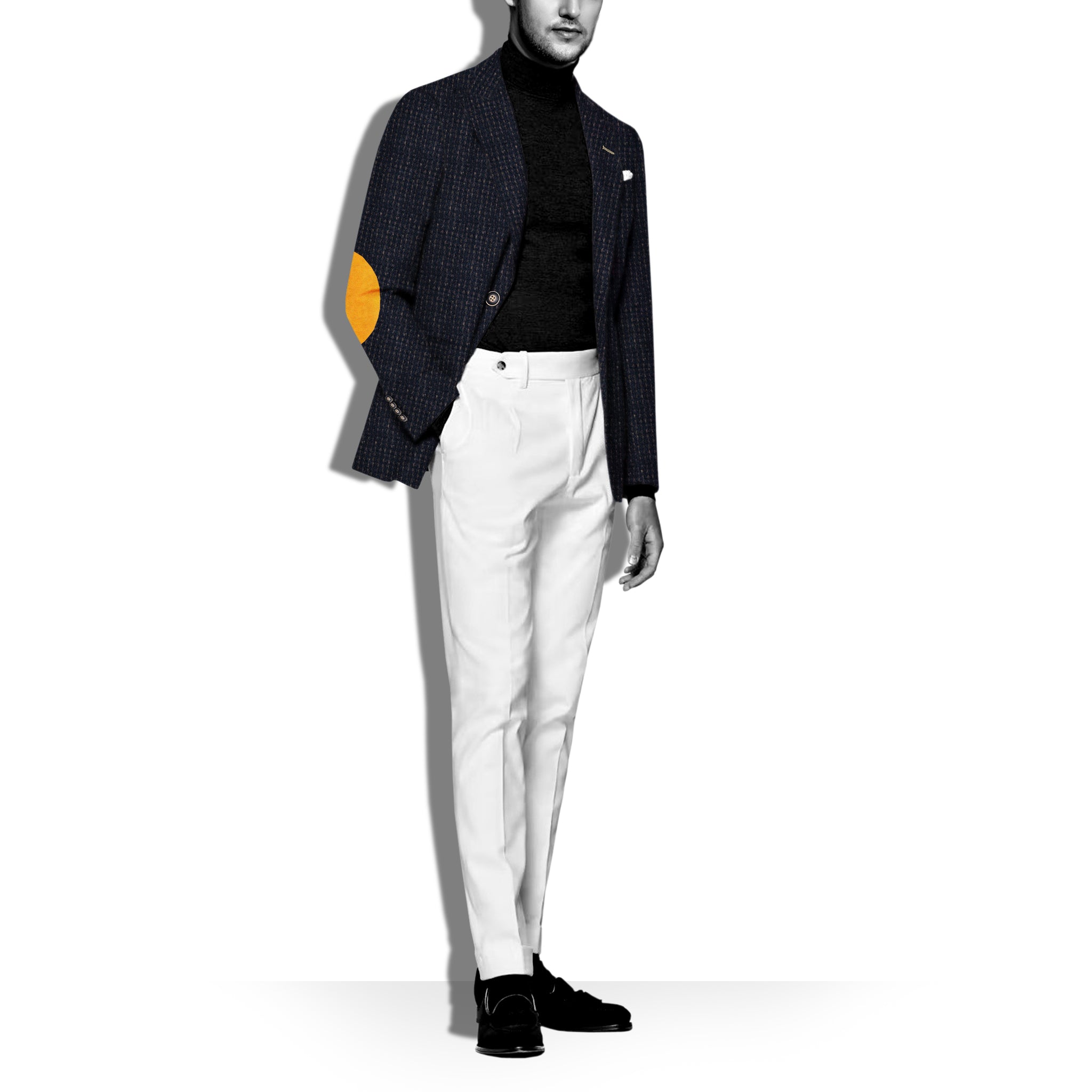 GOLDEN AURA - Men's Blue Blazer With Elbow Patches