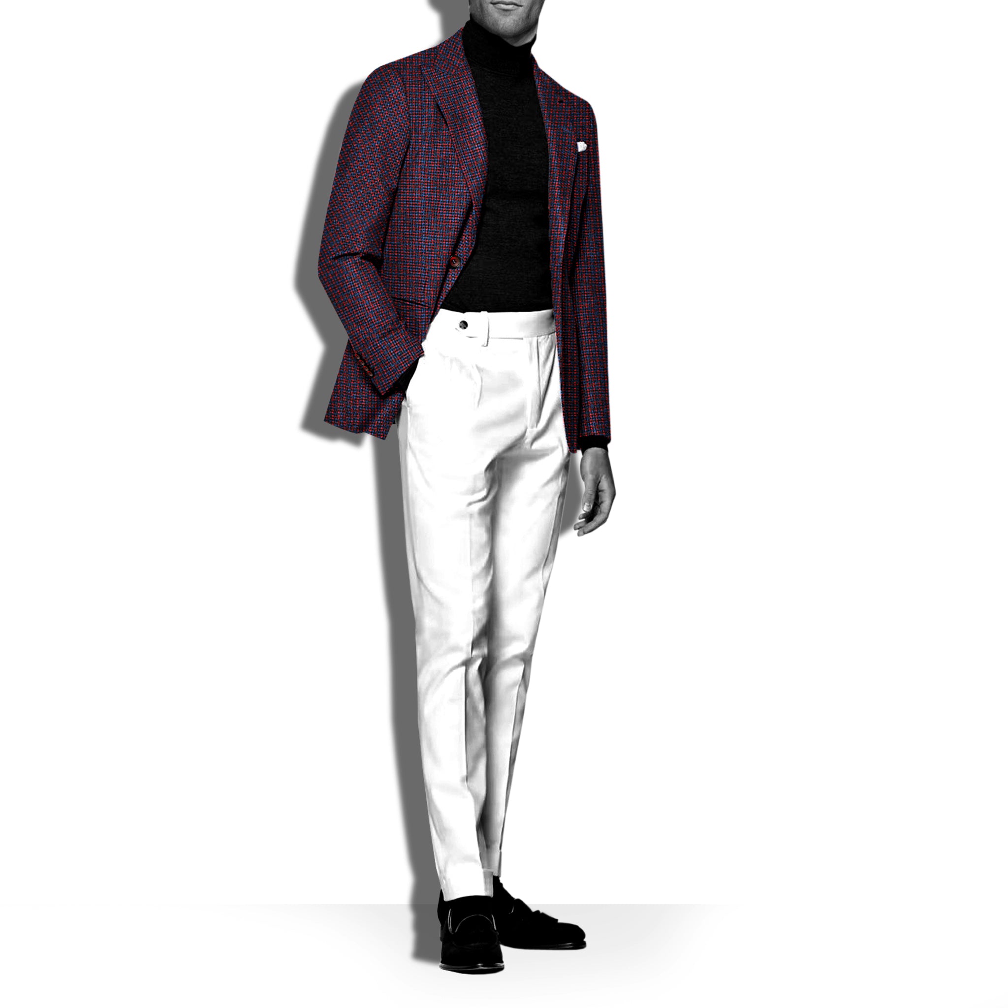 BLOOD MOON - Premium Men's Blue Small Checks Blazer