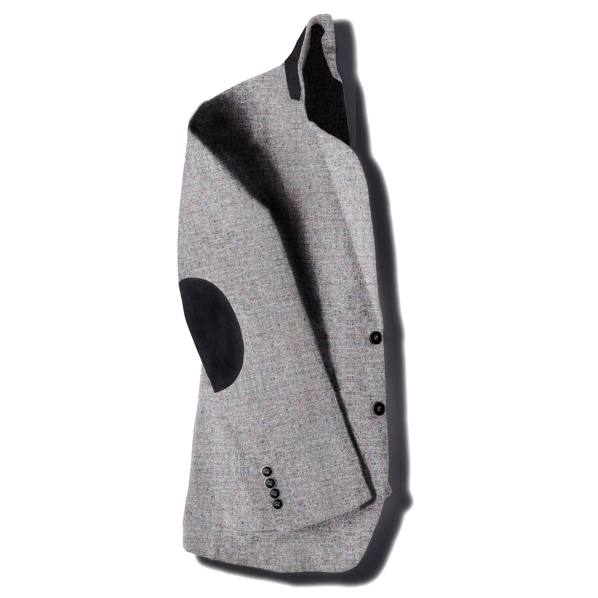 mens grey with black elbow patches wool blazer
