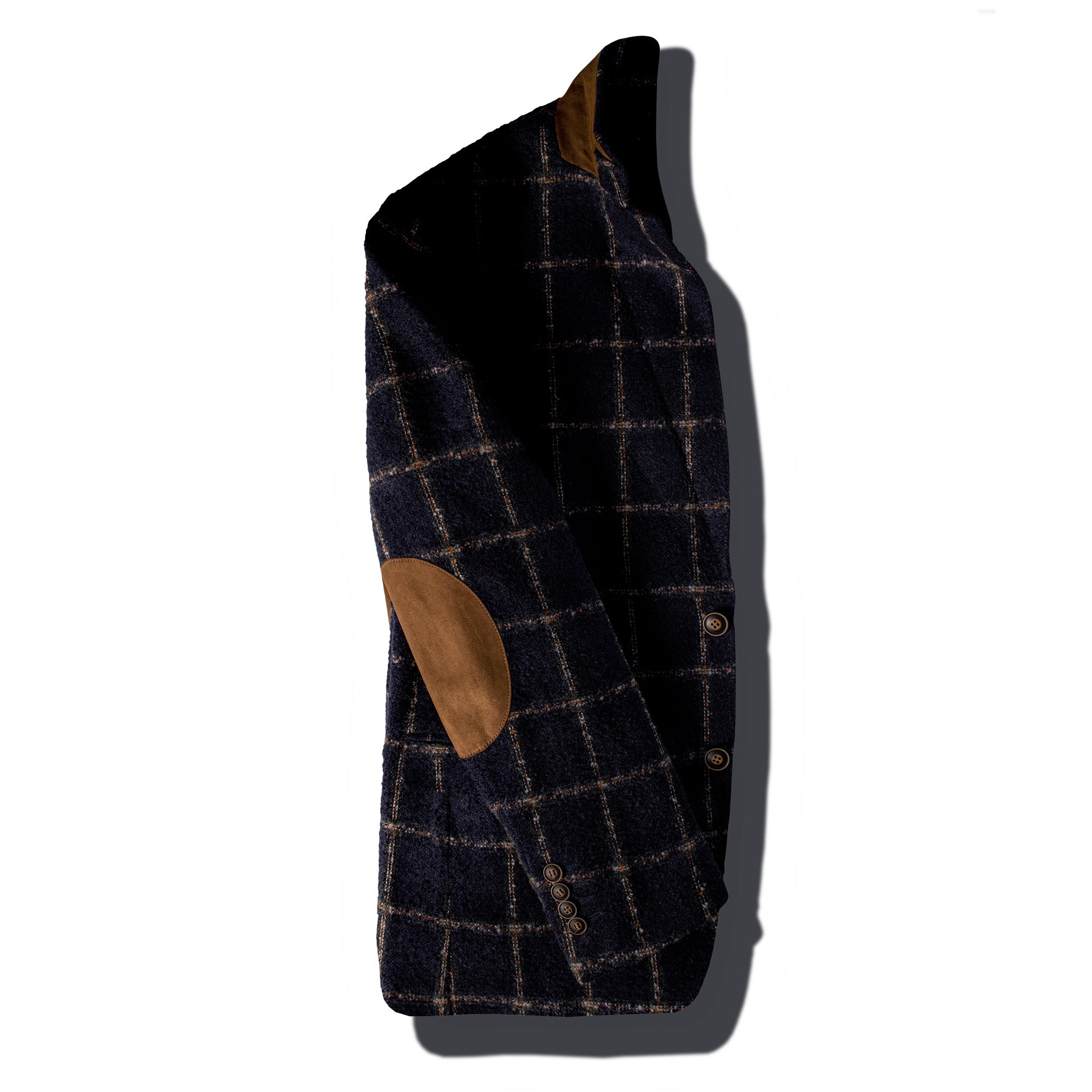 luxury mens navy blue with squares texture blazer