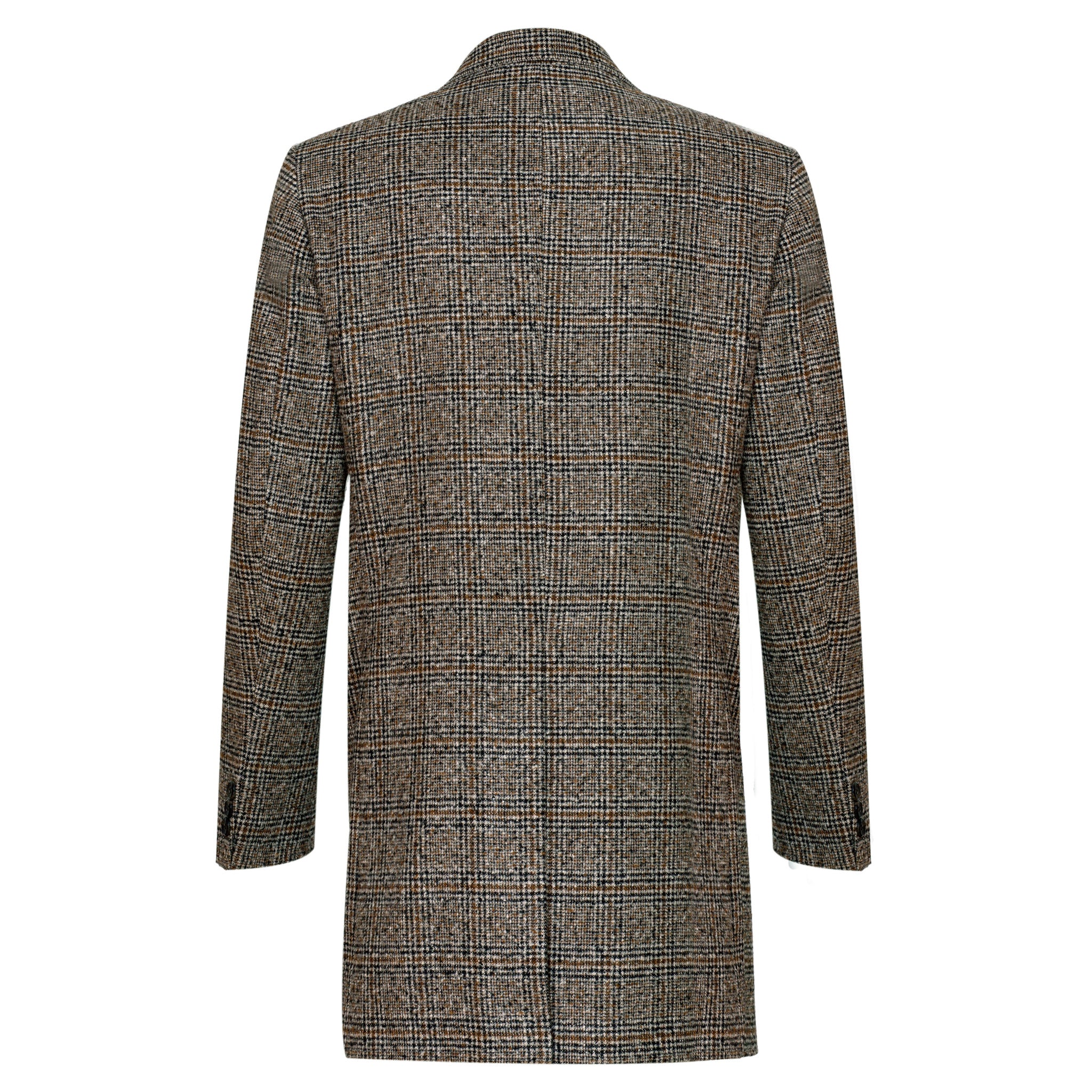 multi check men's beige overcoat