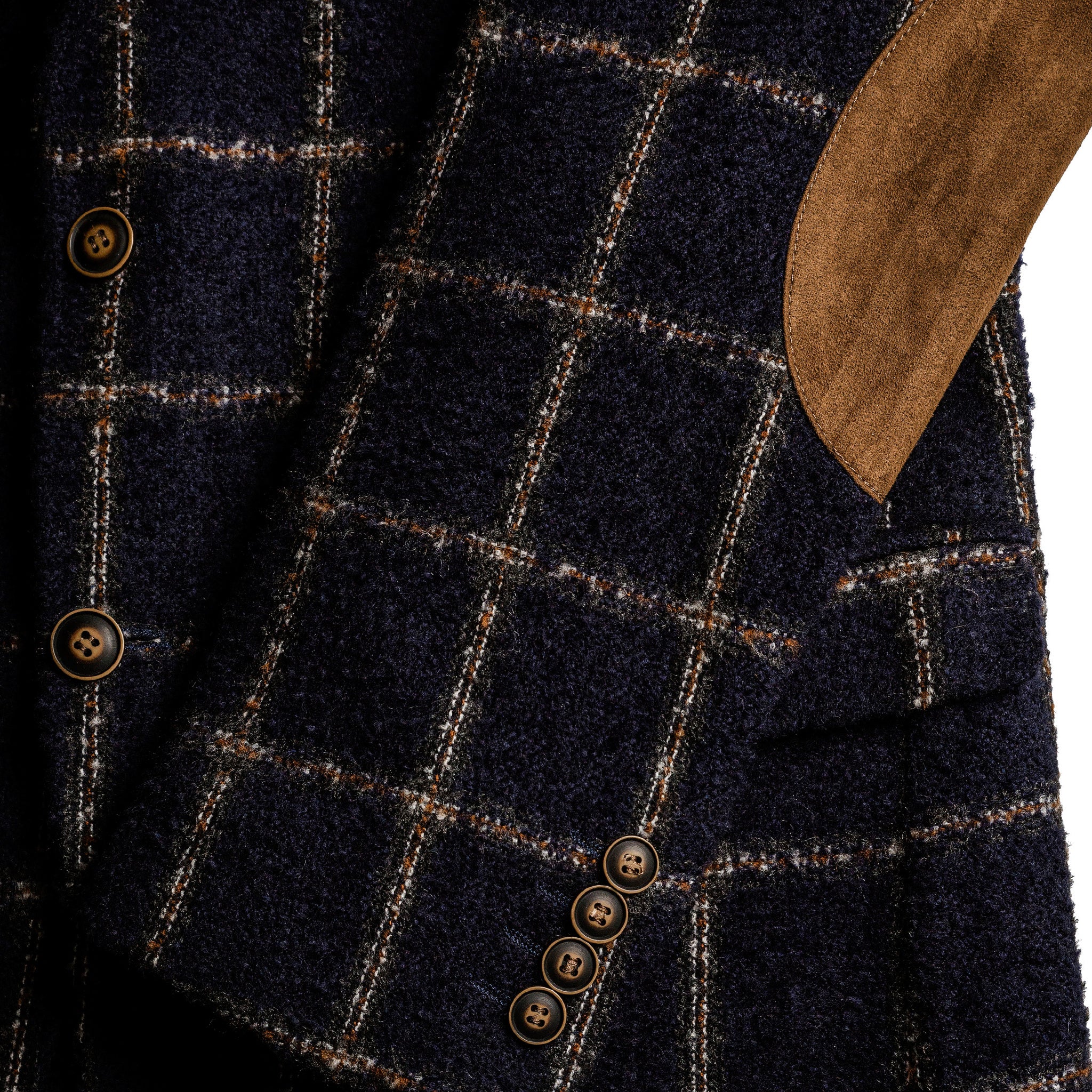 luxury mens navy blue with squares texture blazer