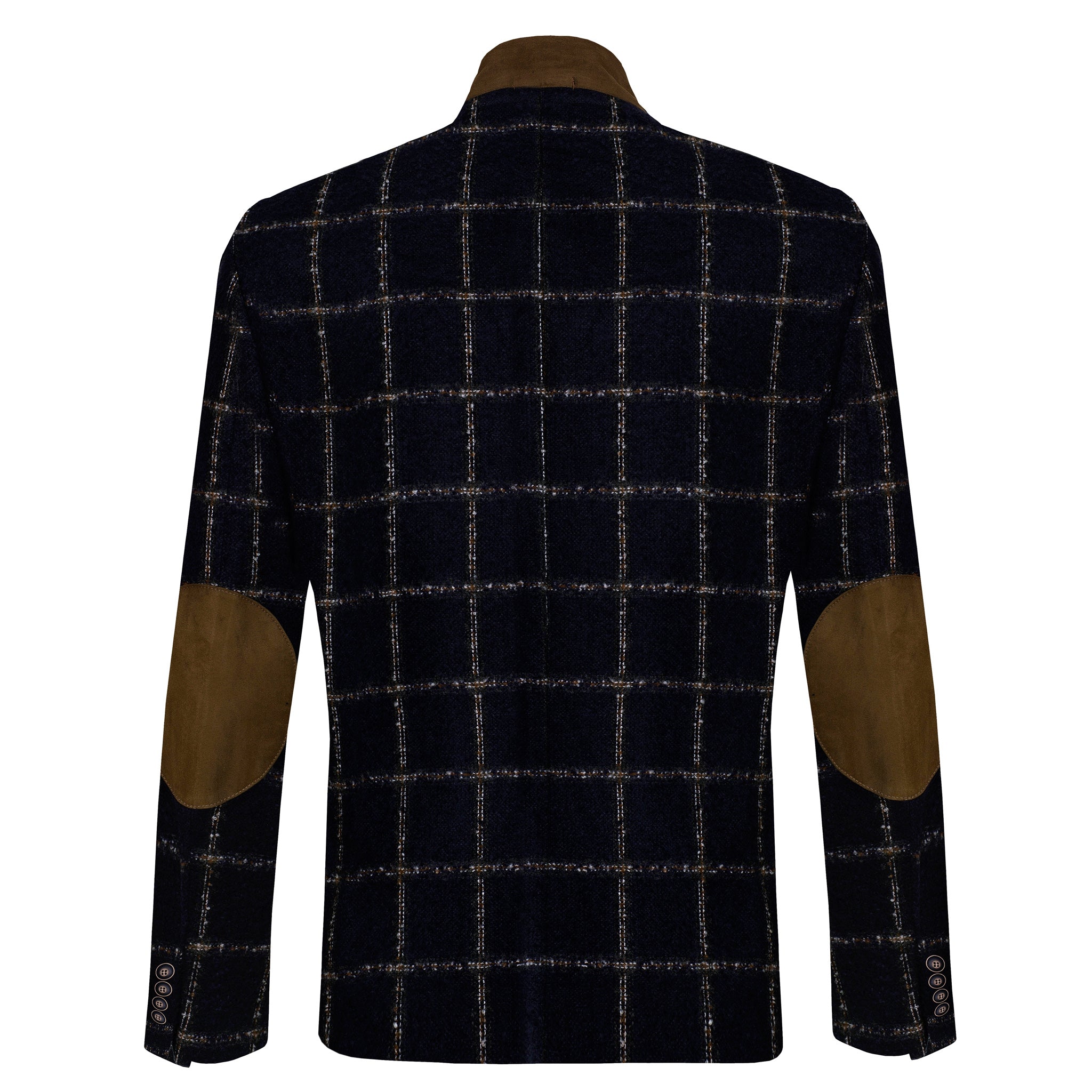 luxury mens navy blue with squares texture blazer