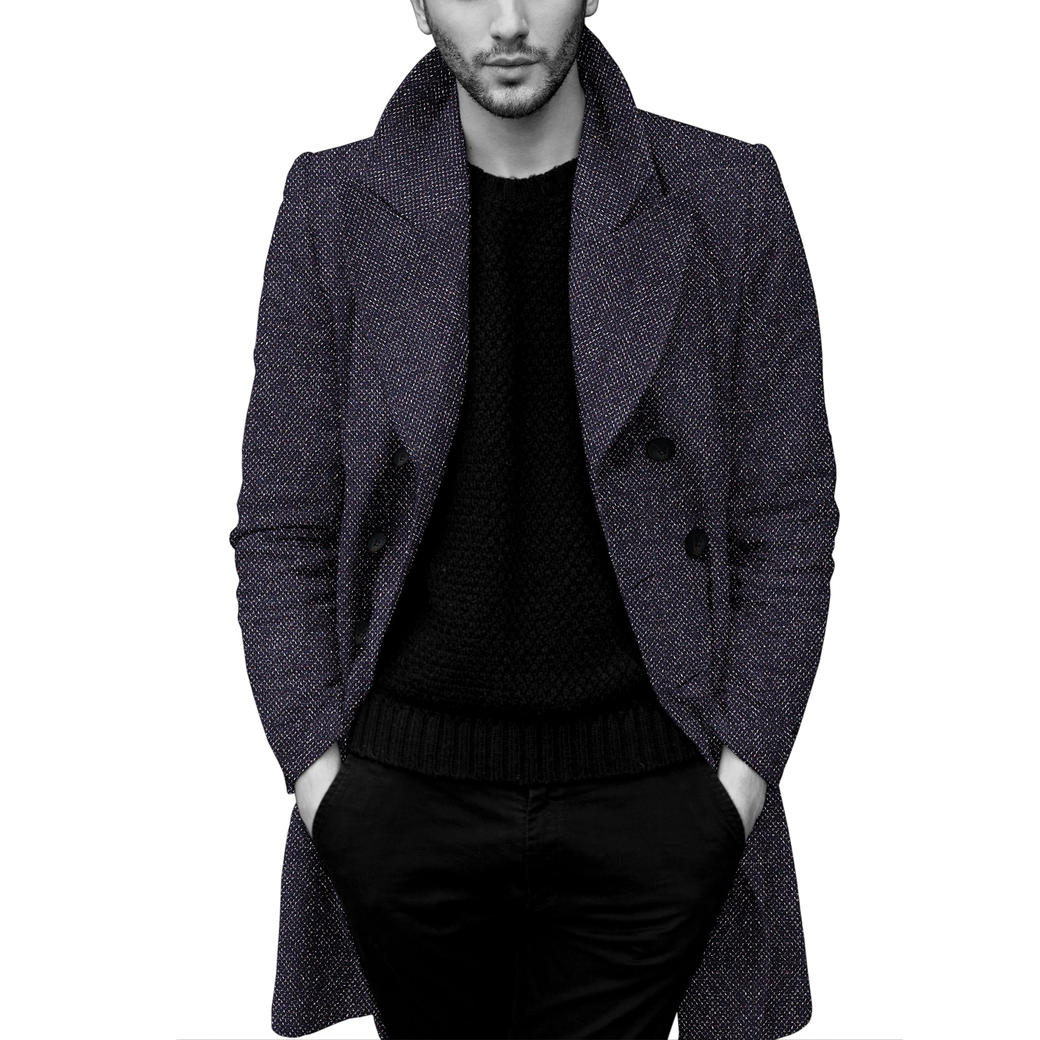 YAKIMONO - Premium Men's Blue Overcoat