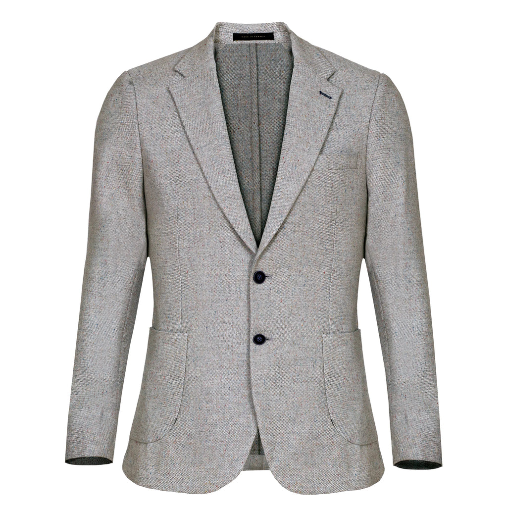 Mens Platinum Grey With Black Elbow Patches Wool Blend Blazer VIRVITTORE