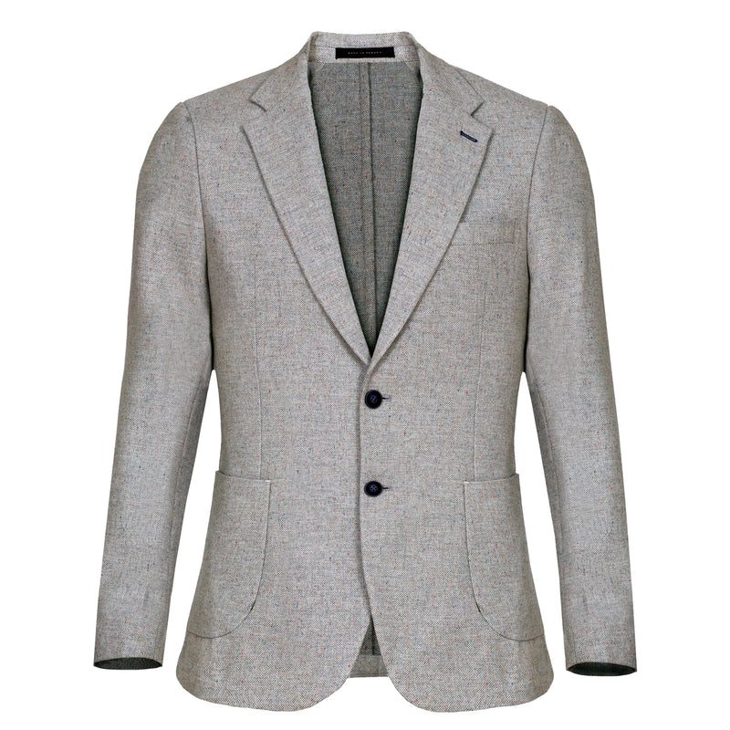 Mens Platinum Grey With Black Elbow Patches Wool Blend Blazer VIRVITTORE